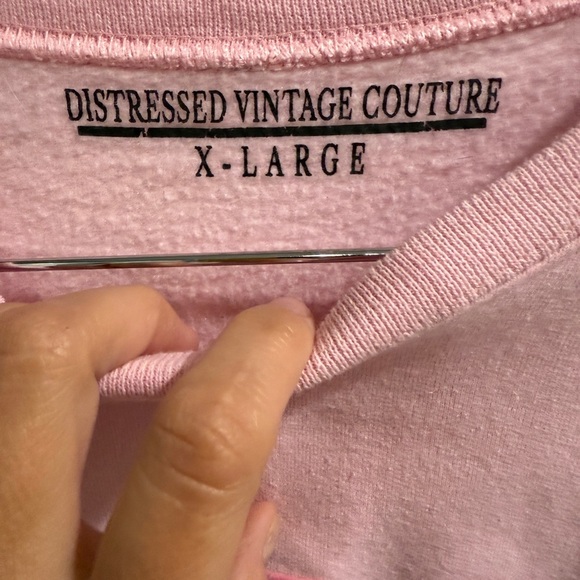 Distressed Vintage Couture Pink Rainbow SMILE Sweatshirt kidcore teachercore - Picture 3 of 4